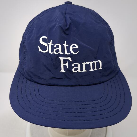 State Farm Snapback Hat Solid Blue One Size Adjustable Outdoor USA Vintage - Picture 2 of 9